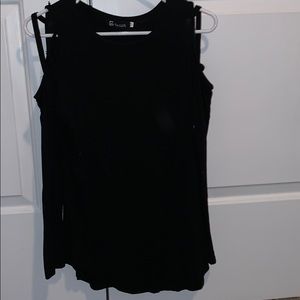 Black long sleeve open shoulder top